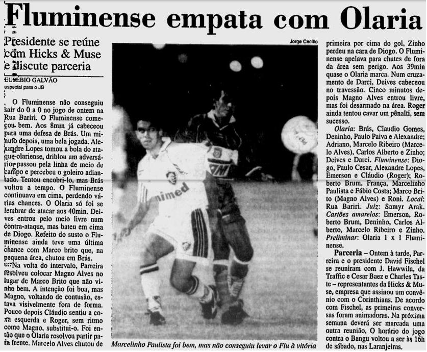 FLUMINENSE EMPATA COM O OLARIA 27 05 1999