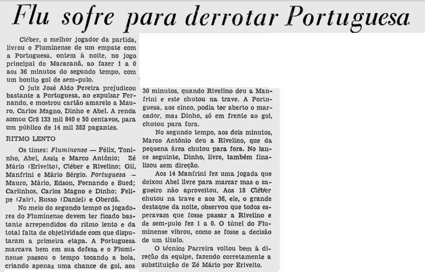 FLUMINENSE 1 0 PORTUGUESA 24 07 1975