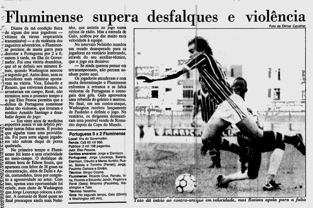 fluminense 2 0 portuguesa 26 05 1986