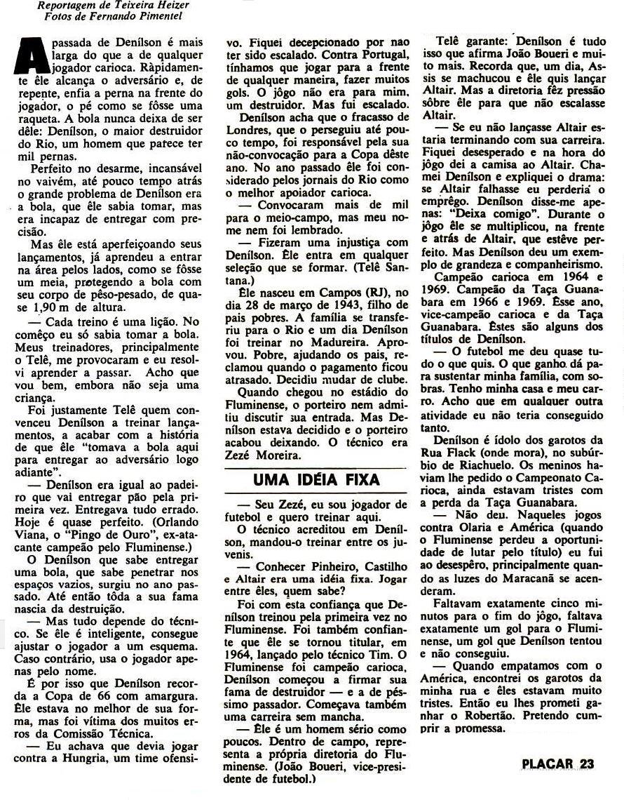 reportagem denilson teixeira heizer flu 1970