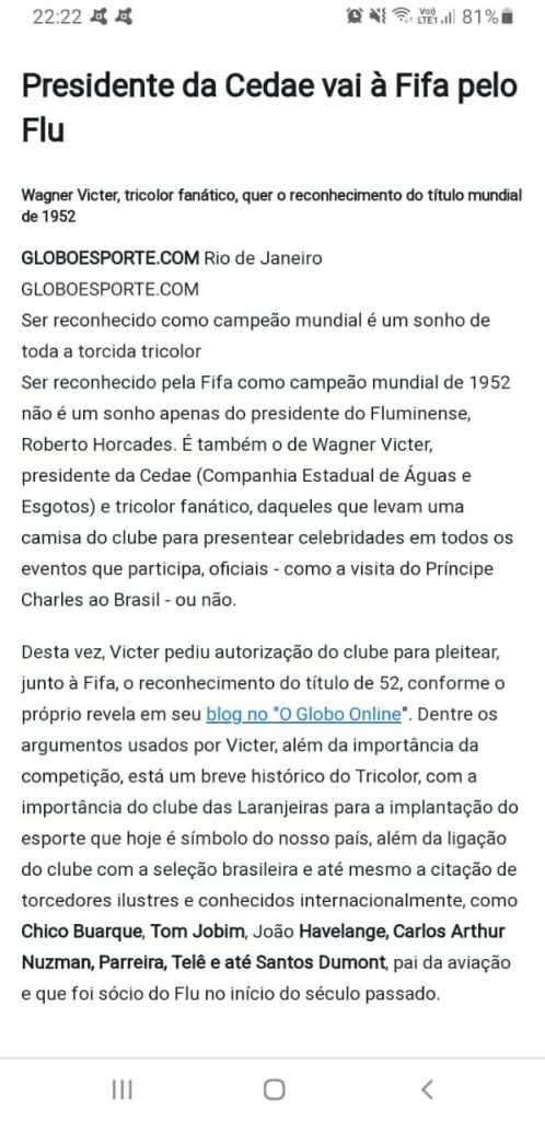 Fluminense é campeão mundial de 1952 (por Wagner Victer) – Panorama Tricolor